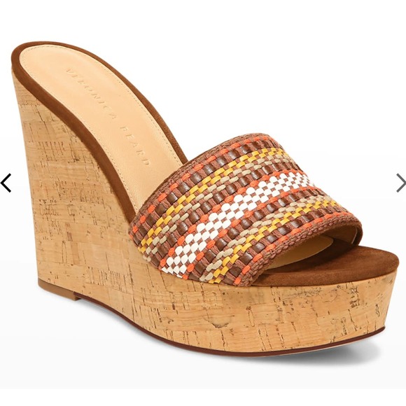 NEW Veronica Beard Dali Multi Woven Cork Wedge Sandals Womens 10.5M Box Dust Bag - Picture 12 of 12